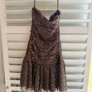 Betsey Johnson Strapless Brown Lace Dress